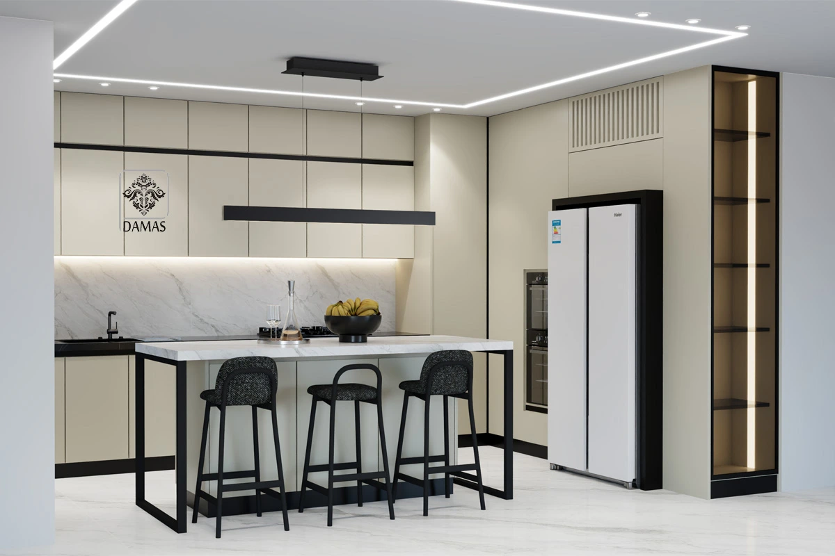 طراحی کابینت مدرن رنگ کرم